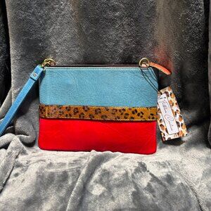 NWT Folklore Couture Handmade Upcycled 3-In-1 Leather Wristlet/Crossbody/Clutch